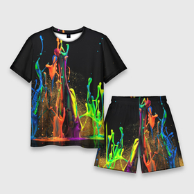 Мужской костюм с шортами 3D с принтом КРАСКИ в Кировске,  |  | abstraction | watercolor | абстракция красок | акварель | брызги красок | живопись | краска | потертость красок | размытые краски | текстуры | яркие краски