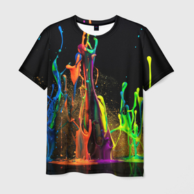 Мужская футболка 3D с принтом КРАСКИ в Белгороде, 100% полиэфир | прямой крой, круглый вырез горловины, длина до линии бедер | abstraction | watercolor | абстракция красок | акварель | брызги красок | живопись | краска | потертость красок | размытые краски | текстуры | яркие краски