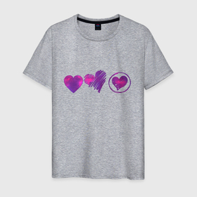 Мужская футболка хлопок с принтом Сердца цветные , 100% хлопок | прямой крой, круглый вырез горловины, длина до линии бедер, слегка спущенное плечо. | картинки | круг | любовь | прикольные | сердца | смайлы | украшение | цветные | штрих | элемент
