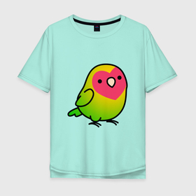 Мужская футболка хлопок Oversize с принтом Папугай в Курске, 100% хлопок | свободный крой, круглый ворот, “спинка” длиннее передней части | арт | волнистые попугайчики | волнистый попугай | животные | картинка | папуги | попугаи | попугайчики | птица | птицы | рисунок