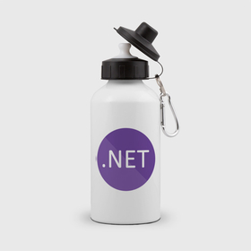 Бутылка спортивная с принтом .NET в Петрозаводске, металл | емкость — 500 мл, в комплекте две пластиковые крышки и карабин для крепления | .net | net | код | нет | программирование | языки
