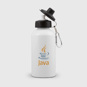 Бутылка спортивная с принтом Java в Курске, металл | емкость — 500 мл, в комплекте две пластиковые крышки и карабин для крепления | Тематика изображения на принте: java | джава | код | программирование
