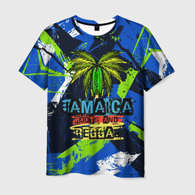 Мужская футболка 3D с принтом Jamaica Roots and reggae в Курске, 100% полиэфир | прямой крой, круглый вырез горловины, длина до линии бедер | jamaica | reggae | roots | летняя | лето | надпись | пальма | раста | регги | рэгги | текст | фраза | ямайка