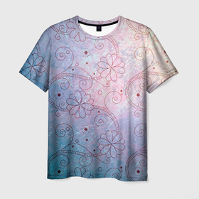 Мужская футболка 3D с принтом Нежные цвета в Петрозаводске, 100% полиэфир | прямой крой, круглый вырез горловины, длина до линии бедер | арт | вектор | нежные цвета | переход цветов | плавный переход | рисунок | розовый | фиолетовый