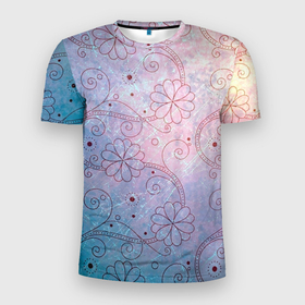 Мужская футболка 3D спортивная с принтом Нежные цвета в Петрозаводске, 100% полиэстер с улучшенными характеристиками | приталенный силуэт, круглая горловина, широкие плечи, сужается к линии бедра | арт | вектор | нежные цвета | переход цветов | плавный переход | рисунок | розовый | фиолетовый