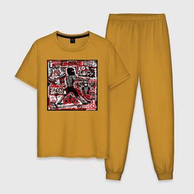 Мужская пижама хлопок с принтом Нейт Диаз(Nate Diaz) в Курске, 100% хлопок | брюки и футболка прямого кроя, без карманов, на брюках мягкая резинка на поясе и по низу штанин
 | арт. | бои | бокс | единоборства | мма