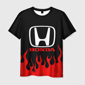 Мужская футболка 3D с принтом HONDA. в Санкт-Петербурге, 100% полиэфир | прямой крой, круглый вырез горловины, длина до линии бедер | 2020 | auto | honda | sport | авто | автомобиль | автомобильные | бренд | марка | машины | спорт | хонда