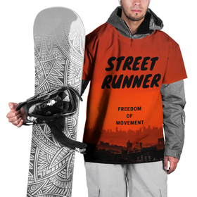 Накидка на куртку 3D с принтом Street runner в Екатеринбурге, 100% полиэстер |  | run | runner | running | street | бег | город | закат | лёгкая атлетика | рассвет | улица | я бегу