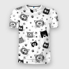Мужская футболка 3D Slim с принтом Котики | ЧБ в Новосибирске, 100% полиэстер с улучшенными характеристиками | приталенный силуэт, круглая горловина, широкие плечи, сужается к линии бедра | cat | cats | cosmos | kitten | mem | memes | rose | roses | глаза | глазки | киска | космос | кот | котёнок | котик | котики | котэ | котята | кошак | кошка | кошки | красивая | мем | мемчики | милая | прикольная | розы | светлая