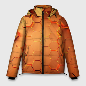 Мужская зимняя куртка 3D с принтом Золотые 3D плиты в Тюмени, верх — 100% полиэстер; подкладка — 100% полиэстер; утеплитель — 100% полиэстер | длина ниже бедра, свободный силуэт Оверсайз. Есть воротник-стойка, отстегивающийся капюшон и ветрозащитная планка. 

Боковые карманы с листочкой на кнопках и внутренний карман на молнии. | 3d кубики | 3д кубики | sport | абстракция | брызги | краска | кубики | линии | паттерн | спорт | спортивная | спортивный стиль | стиль | текстуры | тренировка | узор