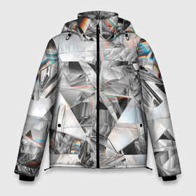 Мужская зимняя куртка 3D с принтом зеркальный калейдоскоп в Екатеринбурге, верх — 100% полиэстер; подкладка — 100% полиэстер; утеплитель — 100% полиэстер | длина ниже бедра, свободный силуэт Оверсайз. Есть воротник-стойка, отстегивающийся капюшон и ветрозащитная планка. 

Боковые карманы с листочкой на кнопках и внутренний карман на молнии. | Тематика изображения на принте: 3d кубики | 3д кубики | sport | абстракция | брызги | краска | кубики | линии | паттерн | спорт | спортивная | спортивный стиль | стиль | текстуры | тренировка | узор