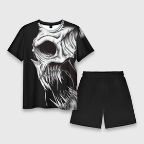 Мужской костюм с шортами 3D с принтом Череп | Skull (Z) в Екатеринбурге,  |  | shaman | skull | вождь | гот | дух | кладбище | крылья | мертвец | мертвый | панк | перья | рок | скелет | череп | шаман | эмо