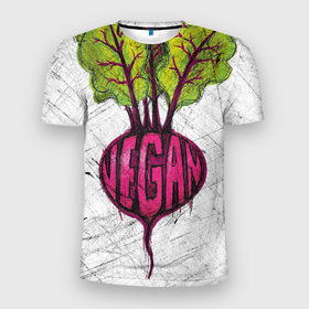 Мужская футболка 3D спортивная с принтом vegan в Новосибирске, 100% полиэстер с улучшенными характеристиками | приталенный силуэт, круглая горловина, широкие плечи, сужается к линии бедра | vegan | веган | веганство | вегетарианец | вегетарианство | еда | зеленый | земля | зож | листья | мир | охрана | позиция | природа