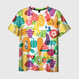 Мужская футболка 3D с принтом овощи в Курске, 100% полиэфир | прямой крой, круглый вырез горловины, длина до линии бедер | vegan | веган | веганство | вегетарианец | вегетарианство | еда | зеленый | земля | зож | листья | мир | охрана | позиция | природа