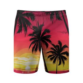 Мужские шорты спортивные с принтом ПАЛЬМЫ ,  |  | summer | tropic | жара | летний | лето | отдых | пальмы | природа | текстура | тропикано | тропики