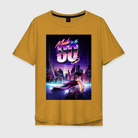 Мужская футболка хлопок Oversize с принтом Назад в будущее в Санкт-Петербурге, 100% хлопок | свободный крой, круглый ворот, “спинка” длиннее передней части | 80 | 80s | back to the future | retro | retro wave | восьмидесятые | делориан | док | марти макфлай | ретро | ретро вэйв
