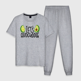 Мужская пижама хлопок с принтом Lets Avocuddle , 100% хлопок | брюки и футболка прямого кроя, без карманов, на брюках мягкая резинка на поясе и по низу штанин
 | avocado | авокадо | мемы | минимализм | прикольные картинки | прикольные надписи | растение | фрукт