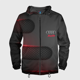 Мужская ветровка 3D с принтом AUDI в Ухте, 100% полиэстер | подол и капюшон оформлены резинкой с фиксаторами, два кармана без застежек по бокам, один потайной карман на груди | audi | авто | автомобиль | ауди | логотип | марка | машина | надпись | текстура