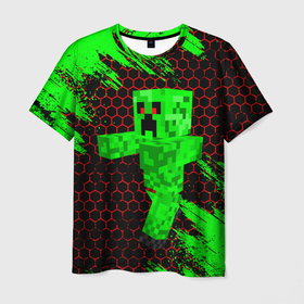 Мужская футболка 3D с принтом MINECRAFT CREEPER в городе Новоалтайск, 100% полиэфир | прямой крой, круглый вырез горловины, длина до линии бедер | creeper | game | minecraft | блоки | игра | квадраты | компьютерная | крипер | криппер | майнкрафт | огонь
