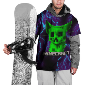 Накидка на куртку 3D с принтом MINECRAFT CREEPER CAT в Санкт-Петербурге, 100% полиэстер |  | Тематика изображения на принте: creeper | game | minecraft | блоки | игра | квадраты | компьютерная | крипер | криппер | майнкрафт | огонь