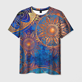 Мужская футболка 3D с принтом Золотые детали в Новосибирске, 100% полиэфир | прямой крой, круглый вырез горловины, длина до линии бедер | вектор | детали | золото | красное золото | механизм | ржавчина | рисунок | символы | синий