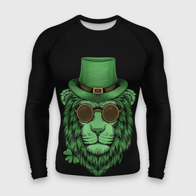 Мужской рашгард 3D с принтом ЛЕВ ИРЛАНДЕЦ ,  |  | irish | lion | pride | зеленый | ирландия | клевер | лев | прайд | царь зверей | шляпа