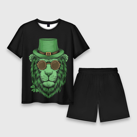 Мужской костюм с шортами 3D с принтом ЛЕВ ИРЛАНДЕЦ в Белгороде,  |  | irish | lion | pride | зеленый | ирландия | клевер | лев | прайд | царь зверей | шляпа