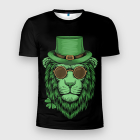 Мужская футболка 3D спортивная с принтом ЛЕВ ИРЛАНДЕЦ в Белгороде, 100% полиэстер с улучшенными характеристиками | приталенный силуэт, круглая горловина, широкие плечи, сужается к линии бедра | Тематика изображения на принте: irish | lion | pride | зеленый | ирландия | клевер | лев | прайд | царь зверей | шляпа