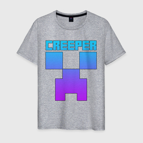 Мужская футболка хлопок с принтом MINECRAFT CREEPER в Екатеринбурге, 100% хлопок | прямой крой, круглый вырез горловины, длина до линии бедер, слегка спущенное плечо. | creeper | game | minecraft | блоки | игра | квадраты | компьютерная | крипер | криппер | майнкрафт | огонь