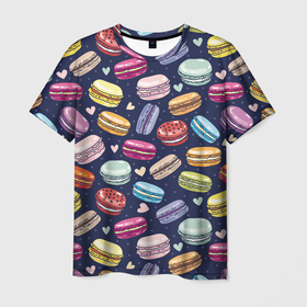 Мужская футболка 3D с принтом макарун в Курске, 100% полиэфир | прямой крой, круглый вырез горловины, длина до линии бедер | блюда | готовка | десерт | еда | кондитер | кулинар | повар | шеф повар