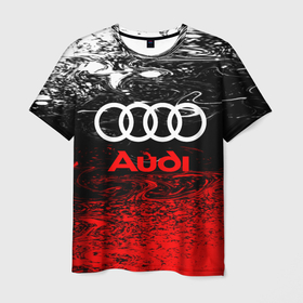 Мужская футболка 3D с принтом AUDI. в Тюмени, 100% полиэфир | прямой крой, круглый вырез горловины, длина до линии бедер | 2020 | audi | auto | sport | авто | автомобиль | автомобильные | ауди | бренд | марка | машины | спорт