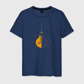 Мужская футболка хлопок с принтом Лампочка в Тюмени, 100% хлопок | прямой крой, круглый вырез горловины, длина до линии бедер, слегка спущенное плечо. | идея | лампочка | мозг