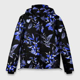 Мужская зимняя куртка 3D с принтом Ночные цветы в Санкт-Петербурге, верх — 100% полиэстер; подкладка — 100% полиэстер; утеплитель — 100% полиэстер | длина ниже бедра, свободный силуэт Оверсайз. Есть воротник-стойка, отстегивающийся капюшон и ветрозащитная планка. 

Боковые карманы с листочкой на кнопках и внутренний карман на молнии. | Тематика изображения на принте: весна | дача | летние цветы | летняя | лето | паттерн | розы | сад | свежесть | текстуры | узор | цветы