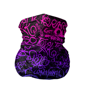 Бандана-труба 3D с принтом Граффити Neon в Курске, 100% полиэстер, ткань с особыми свойствами — Activecool | плотность 150‒180 г/м2; хорошо тянется, но сохраняет форму | blue | cyberpunk | drawing | graffiti | lettering | neon | paint | purple | text | брызги | граффити | киберпанк | краска | надписи | неон | рисунок | синий | текст | фиолетовый