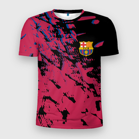 Мужская футболка 3D спортивная с принтом FC BARCELONA. в Тюмени, 100% полиэстер с улучшенными характеристиками | приталенный силуэт, круглая горловина, широкие плечи, сужается к линии бедра | barca | barcelona | fc barca | барка | барселона