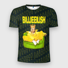 Мужская футболка 3D Slim с принтом билли айлиш в Петрозаводске, 100% полиэстер с улучшенными характеристиками | приталенный силуэт, круглая горловина, широкие плечи, сужается к линии бедра | be | billie | billie eilish | blohsh | ghoul | билли | билли айлиш