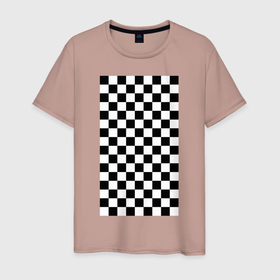Мужская футболка хлопок с принтом Шахматный пол в Екатеринбурге, 100% хлопок | прямой крой, круглый вырез горловины, длина до линии бедер, слегка спущенное плечо. | дельта | заговор | иллюминаты | масонство | масоны | наблюдение | наугольник | текстура | циркуль | шахматка