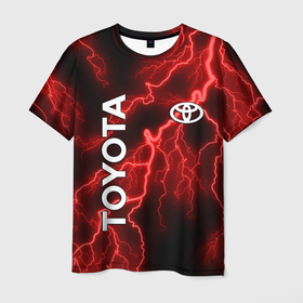 Мужская футболка 3D с принтом TOYOTA , 100% полиэфир | прямой крой, круглый вырез горловины, длина до линии бедер | toyota | авто | автомобиль | логотип | марка | машина | молния | надпись | текстура | тоета | тойота