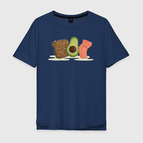 Мужская футболка хлопок Oversize с принтом Бутерброд из авокадо в Петрозаводске, 100% хлопок | свободный крой, круглый ворот, “спинка” длиннее передней части | avocado | авокадо | веганство | вегетарианство | еда | зеленый | земля | зож | листья | овощи | позиция | природа | фрукты