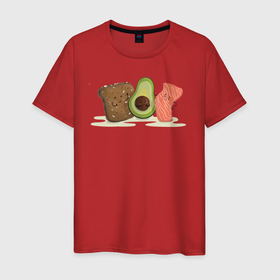 Мужская футболка хлопок с принтом Бутерброд из авокадо в Кировске, 100% хлопок | прямой крой, круглый вырез горловины, длина до линии бедер, слегка спущенное плечо. | avocado | авокадо | веганство | вегетарианство | еда | зеленый | земля | зож | листья | овощи | позиция | природа | фрукты
