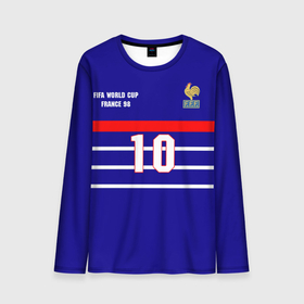 Мужской лонгслив 3D с принтом Форма Франции (Zidane) в Новосибирске, 100% полиэстер | длинные рукава, круглый вырез горловины, полуприлегающий силуэт | zidane | зидан | зизу | зинедин зидан | легенда франции | номер 10 | реал мадрид | ретро форма | сборная франции | тренер реала | фильм такси | футболка из фильма такси | чемпионат мира 1998 | чемпионы мира