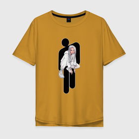 Мужская футболка хлопок Oversize с принтом билли айлиш в Тюмени, 100% хлопок | свободный крой, круглый ворот, “спинка” длиннее передней части | be | billie | billie eilish | blohsh | ghoul | билли | билли айлиш