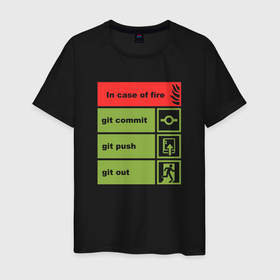 Мужская футболка хлопок с принтом В случае пожара... в Тюмени, 100% хлопок | прямой крой, круглый вырез горловины, длина до линии бедер, слегка спущенное плечо. | coding | it | programmer | programming | кодинг | прогер | программирование | программист