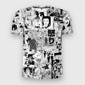 Мужская футболка 3D Slim с принтом МОБ ПСИХО 100 в Екатеринбурге, 100% полиэстер с улучшенными характеристиками | приталенный силуэт, круглая горловина, широкие плечи, сужается к линии бедра | mob psycho 100 | аниме | манга | моб | моб психо 100 | сигэо кагэяма