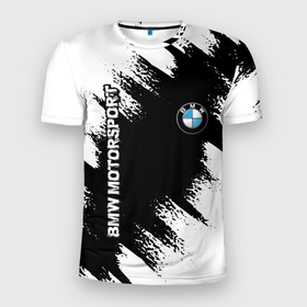 Мужская футболка 3D спортивная с принтом BMW в Курске, 100% полиэстер с улучшенными характеристиками | приталенный силуэт, круглая горловина, широкие плечи, сужается к линии бедра | bmw | авто | автомобиль | бмв | логотип | марка | машина | надпись | текстура