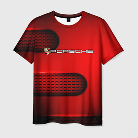 Мужская футболка 3D с принтом PORSCHE , 100% полиэфир | прямой крой, круглый вырез горловины, длина до линии бедер | porsche | авто | автомобиль | логотип | марка | машина | надпись | порш | порше | текстура