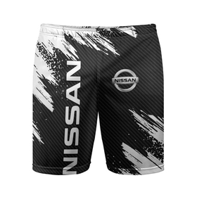 Мужские шорты спортивные с принтом NISSAN в Белгороде,  |  | nissan | авто | автомобиль | логотип | марка | машина | надпись | нисан | текстура