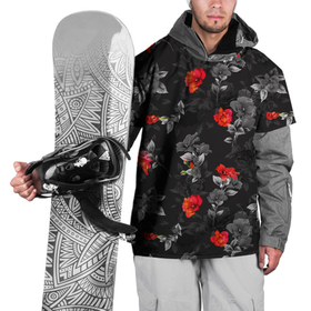 Накидка на куртку 3D с принтом Красные цветы в Екатеринбурге, 100% полиэстер |  | весна | дача | летние цветы | летняя | лето | паттерн | розы | сад | свежесть | текстуры | узор | цветы