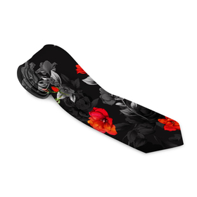 Галстук 3D с принтом Красные цветы в Новосибирске, 100% полиэстер | Длина 148 см; Плотность 150-180 г/м2 | Тематика изображения на принте: весна | дача | летние цветы | летняя | лето | паттерн | розы | сад | свежесть | текстуры | узор | цветы