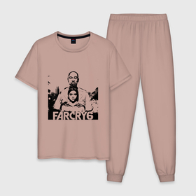 Мужская пижама хлопок с принтом Far Cry 6 в Санкт-Петербурге, 100% хлопок | брюки и футболка прямого кроя, без карманов, на брюках мягкая резинка на поясе и по низу штанин
 | far cry 6 | farcry | game | игра | фар край 6 | фаркрай